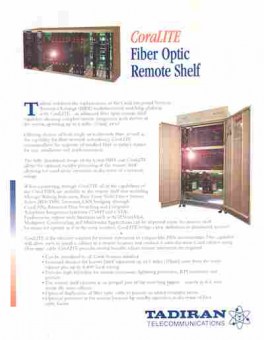 Буклет Tadiran Telecommunications CoraLITE Fiber Optic Remote Shelf, 55-1578, Баград.рф